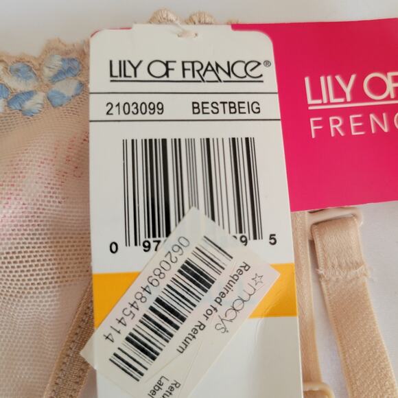 NWT Vintage Y2K Lily Of France Nude Floral Garter Belt Thong G String SM - Picture 7 of 8